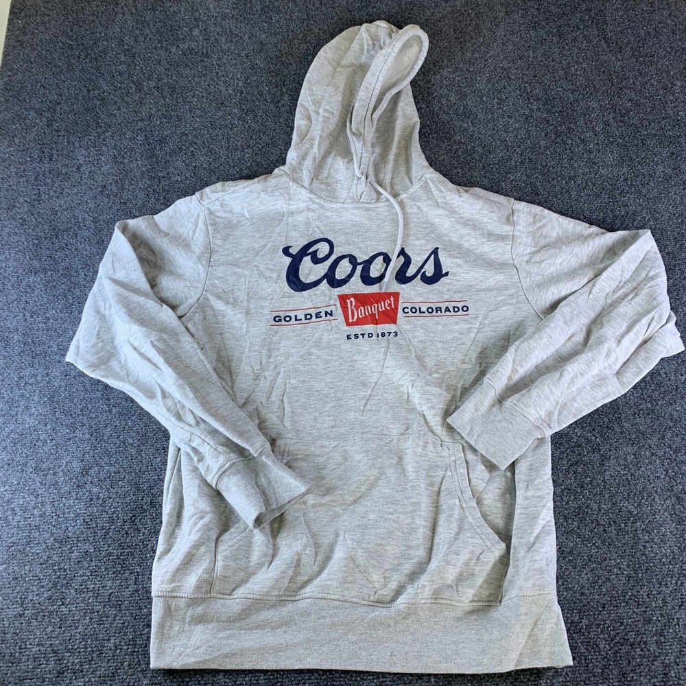 Coors Banquet Golden Colorado Hoodie Mens Medium Heather Gray Graphic Cotton